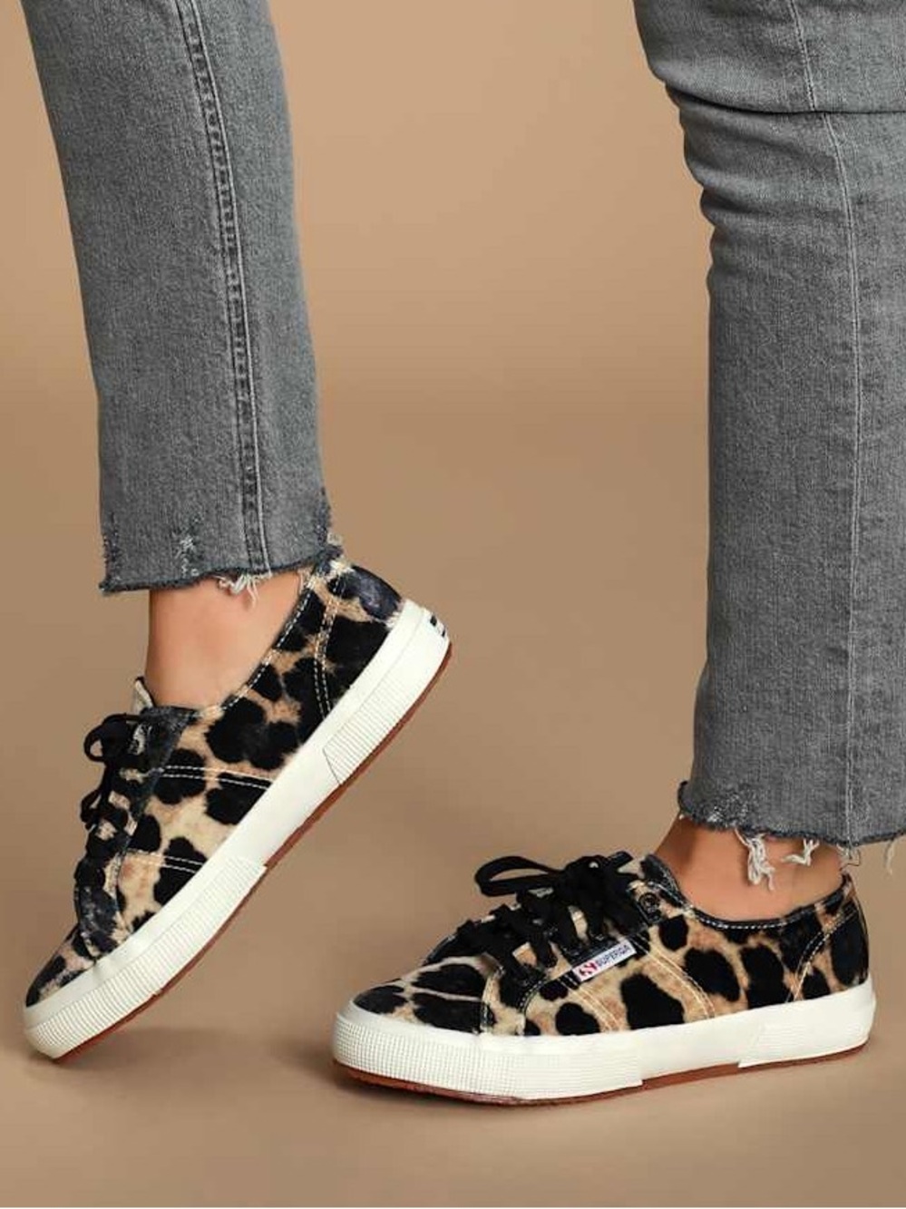Superga 2750 FANVELW Leopard Velvet Sneakers Size 7